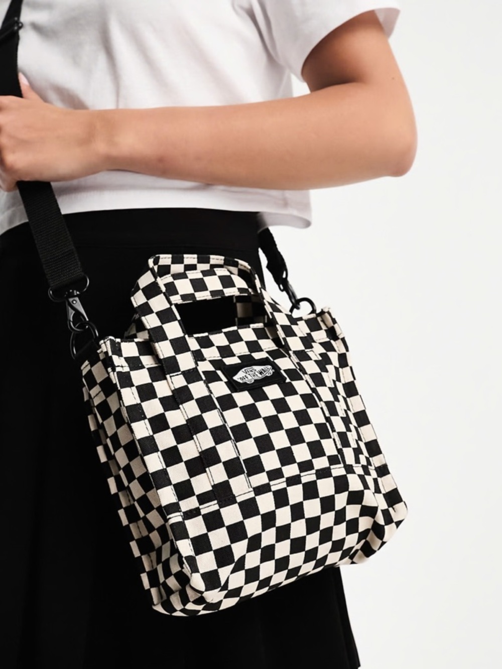 Vans Black & White Checkerboard Crossbody Bag - Picture 2 of 7